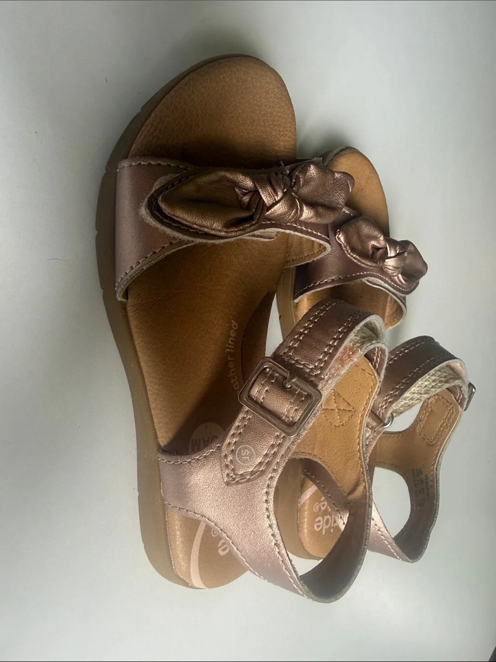 Stride Rite Rose Gold Bow-Accent Girls' Sandals